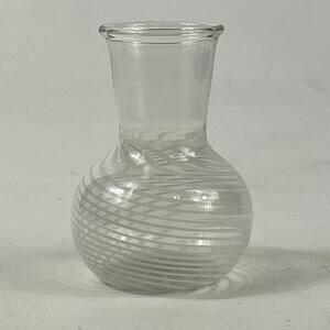 Filigrana Miniature Bud Vase Mouth Blown White Striped Handmade Art Glass Unique